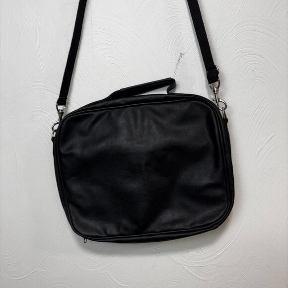 Excalibur Black Faux Leather Shoulder Laptop Bag Organizer Work Briefcase 13x10 - Picture 3 of 4